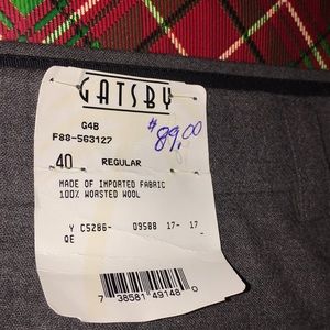 Shelf pulled gatsby brand. 100% worsted wool